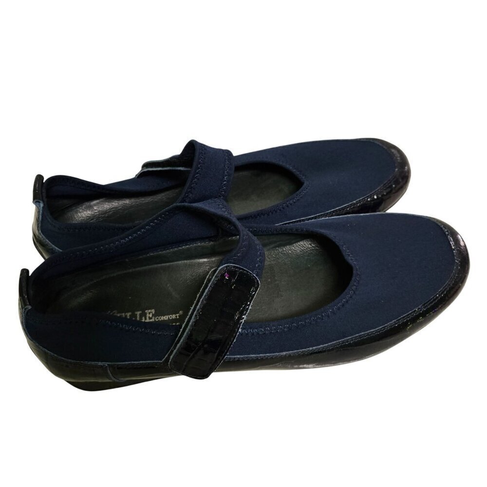 Helle Comfort Lidia Maryjane Croc Embossed Fabric Navy Driving Loafers Size 42